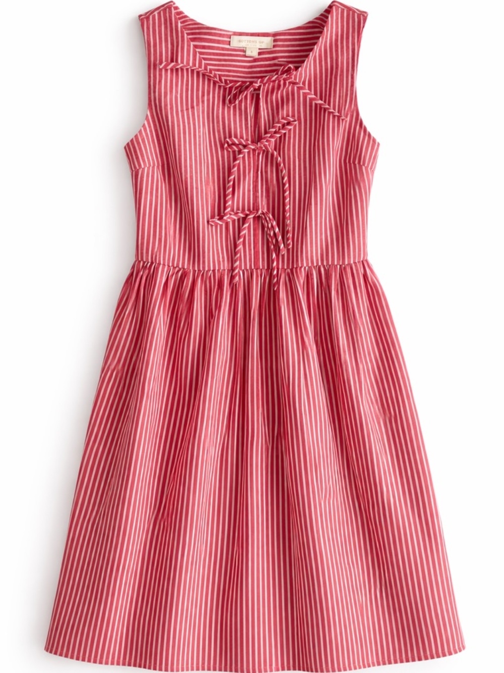 Red White Stripe Tie Bow Front Dress Sleeveless Fit Flare Coquette Pockets